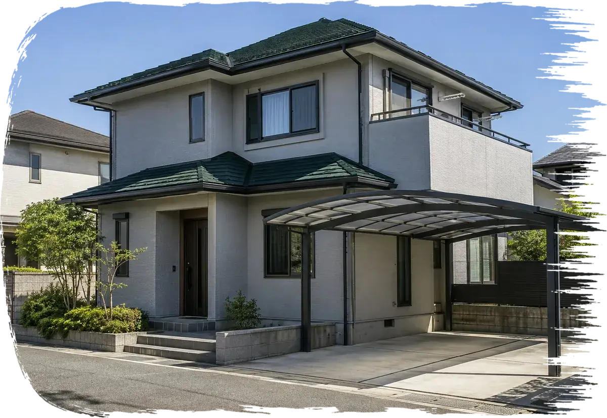 壁と屋根を塗り替えた家